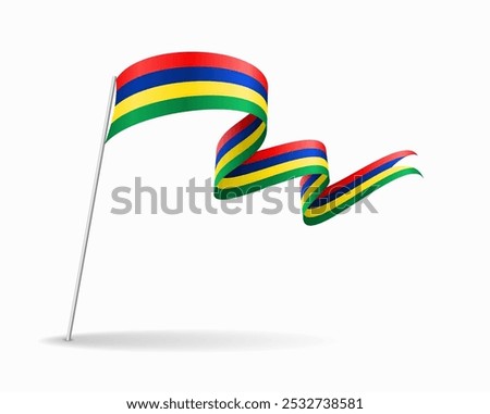 Mauritius flag wavy background layout. Vector illustration.