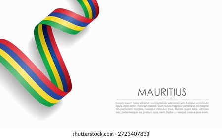 Mauritius flag wavy ribbon, symbolizing national pride, ideal for patriotic or cultural design themes. Vector illustration.