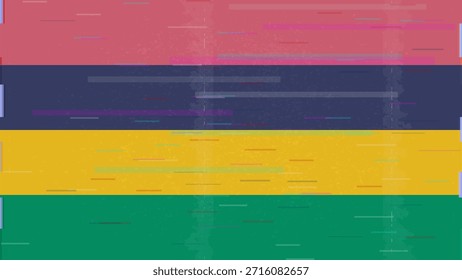 Maurício vetor de bandeira de falha, RGB distorção dividida, ilustração de quadro de vídeo abstrato digital