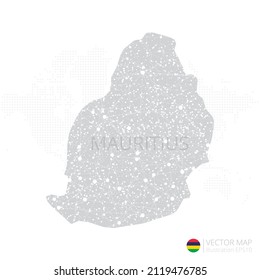 Mauritius grey map isolated on white background with abstract mesh line and point scales. Vector illustration eps 10