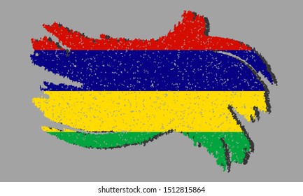 Mauritius grunge flag, Mauritius flag with shadow on isolated background, vector illustration