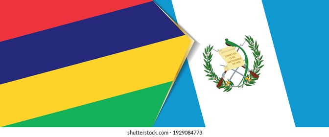 Mauritius and Guatemala flags, two vector flags symbol of relationship or confrontation.
