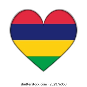 Mauritius heart flag vector illustration