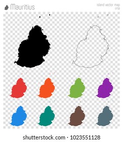 Mauritius high detailed map. Isolated black island outline. Vector illustration.