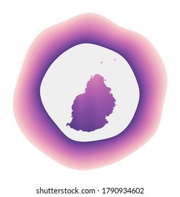 Mauritius icon. Colorful gradient logo of the island. Purple and red Mauritius rounded sign with map for your design. Vector illustration.