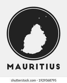 Mauritius icon. Round logo with island map and title. Stylish Mauritius badge with map. Vector illustration.