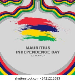 Mauritius Independence Day is celebrated every year on March 12. Poster banner design with Mauritius flag ribbon. vector illustration