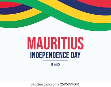 Mauritius Independence Day poster vector illustration. Mauritius waving abstract flag frame vector. Mauritius wavy border graphic design element. Template for background, banner, card. 12 March