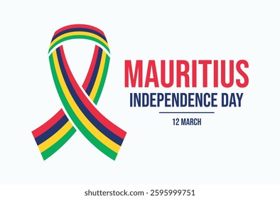 Mauritius Independence Day poster vector illustration. Mauritius awareness ribbon icon vector. Mauritius flag symbol. Template for background, banner, card. 12 March. Important day