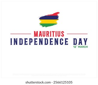 MAURITIUS Independence Day vector design on a white background with brush flag, Typographic Design of MAURITIUS Independence Day, Brush Flag of MAURITIUS, Vector design of Mauritius national day 