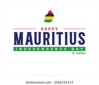MAURITIUS Independence Day vector design on a white background with map, Typographic Design of MAURITIUS National Day, MAURITIUS typography, Map of Mauritius