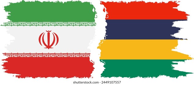 Mauricio e Irán grunge banderas conexión, Vector