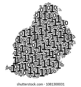 Mauritius Island Map composition icon of zero and null digits in different sizes. Vector digits are organized into Mauritius Island Map composition design concept.
