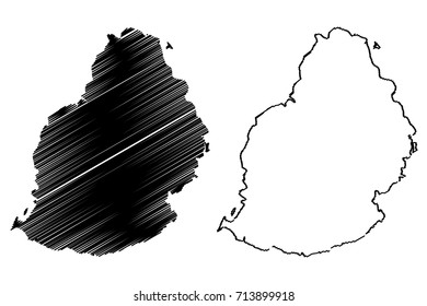 Mauritius Island map vector illustration, scribble sketch Mauritius 