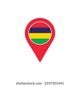 Mauritius location pin with national flag