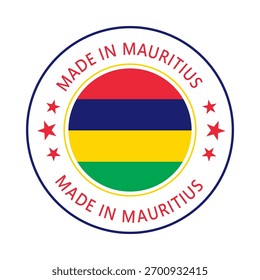 Mauritius Made in Stamp in circle with flag Vector template on white background