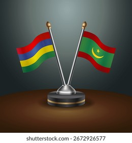 Mauritius and Maldives table flags relation  with gradient backgrund. Vector Illustration