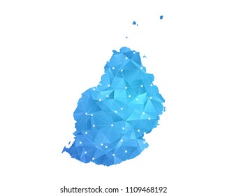 Mauritius Map - Abstract geometric rumpled triangular low poly style gradient graphic on white background , line dots polygonal design for your . Vector illustration eps 10.