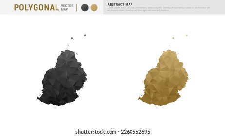 Mapa Mauricio de la pareja de juegos de polígonos de vector negro y oro abstracto.