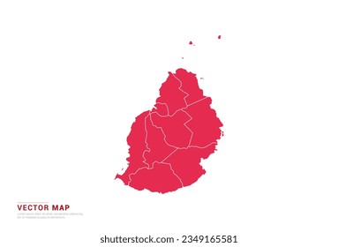 Mauritius Map - abstract style red isolated on white background for infographic, design vector.