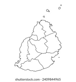 Mapa de Mauricio con divisiones administrativas. Ilustración vectorial.