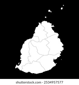 Maurício mapa com divisões administrativas. Ilustração vetorial.