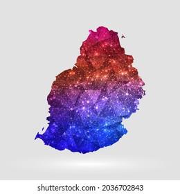 Mauritius map background in polygonal style. Vector illustration low poly colorful Mauritius map of isolated. Vector EPS 10.