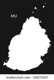 Mauritius Map black and white illustration