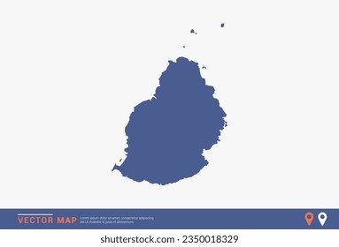 Mauritius Map - blue abstract style isolated on white background for infographic, design vector.
