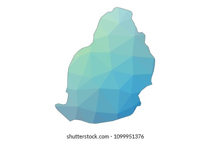 Mauritius map - Colorful Polygonal map of Mauritius rumpled triangular low poly style gradient graphic background , Vector illustration eps 10.
