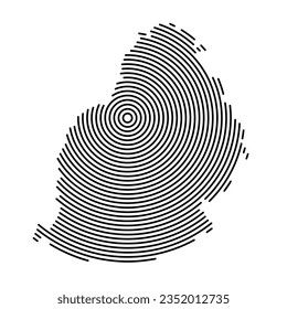 Mauritius map country from futuristic concentric black circles