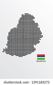 Mauritius map design square with flag Mauritius. 