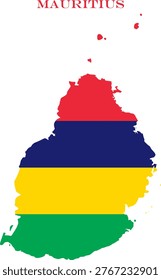 Mauritius Map Flag Indian Ocean National Vector Outline Island Art
