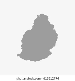 Mauritius map in gray on a white background