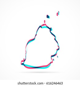Mauritius Map hand drawn with blue and pink highlighters, isolated on a blank background.
Vector illustration, easy to edit, manipulate, resize or colorize.
