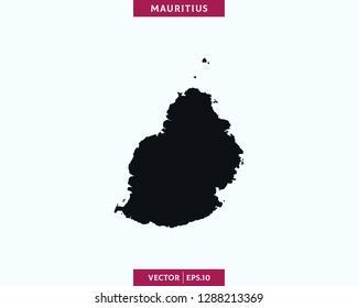 Mauritius Map. High Detailed Silhouette Map In Soft Background - Vector.