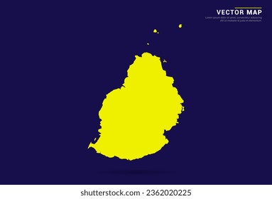Mauritius-Karte - Hoch detailliert. Gelbe Farbe auf dunklem Hintergrund. Abstrakter Designvektor.