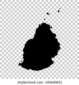 Mauritius map isolated on transparent background. Black map for your design. Vector illustration, easy to edit.