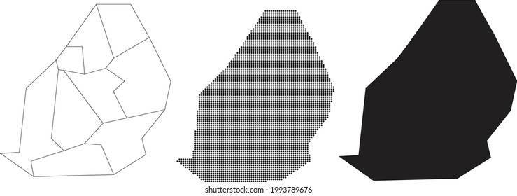 Mauritius map isolated on a white background.