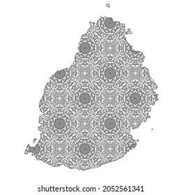 Mapa de Mauricio con Mandala Design. Ilustración vectorial