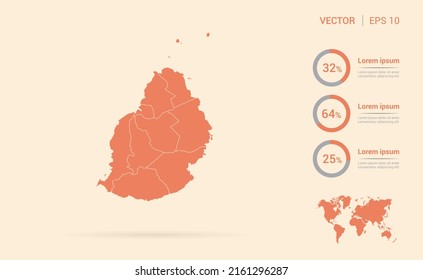 Mauritius map orange abstract infographic vector.
