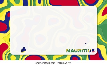 Mauritius Map with Paper Cut Waves Background Shape perfect for Greeting Card, Desktop Wallpaper, and Banner