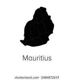 Mauritius Map Vector Illustration - Silhouette, Outline, Mauritius Travel and Tourism Map