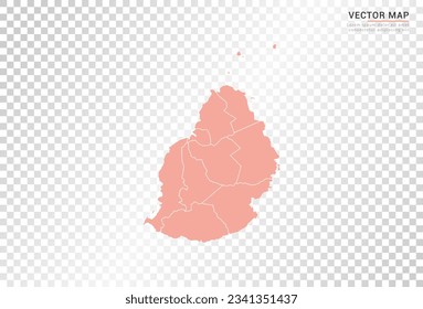 Mapa Mauricio del color naranja vectorial sobre fondo transparente.