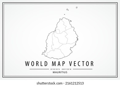 Mauritius Map - World Map International vector template with High detailed thin black line and outline graphic sketch style isolated on white background - Vector illustration eps 10