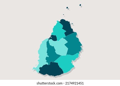 Mapa de Mauricio - Mapa Mundial Plantilla vectorial internacional con Alto detalle incluyendo color de contorno azul y verde aislado en fondo blanco - Ilustración vectorial eps 10
