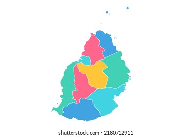 Mauritius Map - World Map International vector template with High detailed including blue, green, pink, and yellow outline color isolated on white background - Vector illustration eps 10