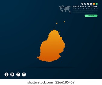 Mauritius map of Yellow and orange gradient on dark background vector.
