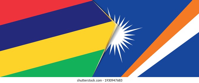 Mauritius and Marshall Islands flags, two vector flags symbol of relationship or confrontation.