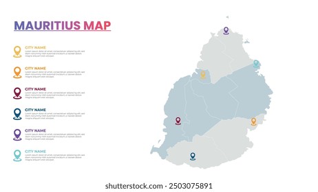 Mauritius Modern Map Infografik Vorlage, Detaillierte Infografik Karte von Mauritius Beliebte Stadt